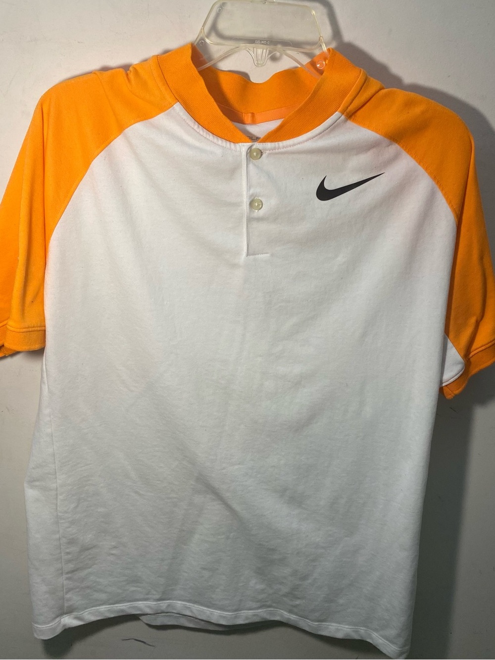 EGO White and Orange Short-Sleeve Henley Polo